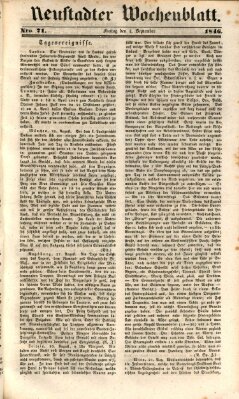 Neustadter Wochenblatt Freitag 4. September 1846