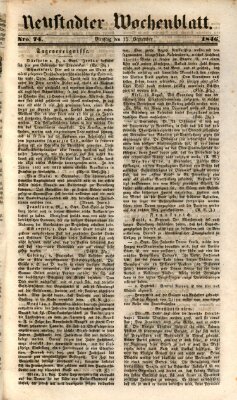 Neustadter Wochenblatt Dienstag 15. September 1846