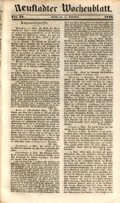 Neustadter Wochenblatt Freitag 18. September 1846