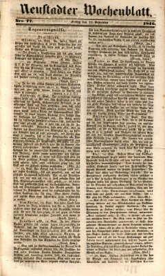 Neustadter Wochenblatt Freitag 25. September 1846