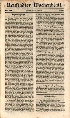 Neustadter Wochenblatt Dienstag 24. November 1846