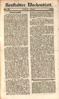 Neustadter Wochenblatt Freitag 4. Dezember 1846