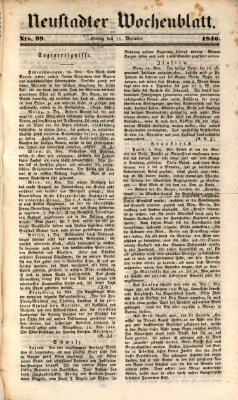 Neustadter Wochenblatt Freitag 11. Dezember 1846