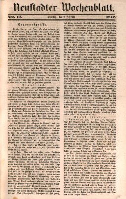 Neustadter Wochenblatt Dienstag 9. Februar 1847