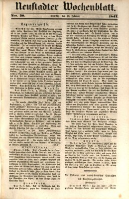 Neustadter Wochenblatt Dienstag 16. Februar 1847