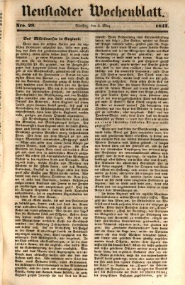 Neustadter Wochenblatt Dienstag 9. März 1847