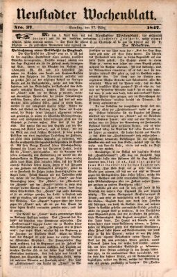 Neustadter Wochenblatt Samstag 27. März 1847