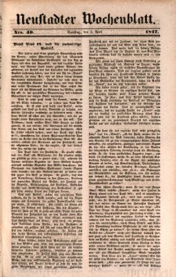 Neustadter Wochenblatt Samstag 3. April 1847