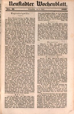 Neustadter Wochenblatt Donnerstag 8. April 1847