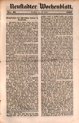 Neustadter Wochenblatt Dienstag 13. April 1847