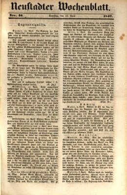 Neustadter Wochenblatt Samstag 17. April 1847