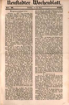 Neustadter Wochenblatt Samstag 24. April 1847