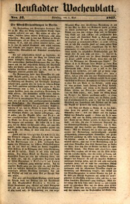 Neustadter Wochenblatt Samstag 1. Mai 1847