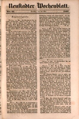 Neustadter Wochenblatt Samstag 22. Mai 1847