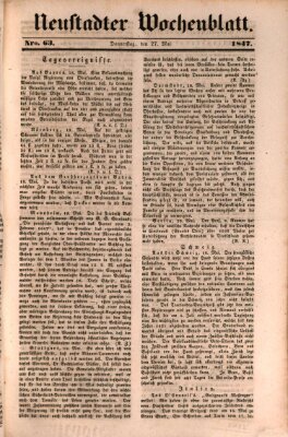 Neustadter Wochenblatt Donnerstag 27. Mai 1847