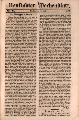 Neustadter Wochenblatt Dienstag 22. Juni 1847