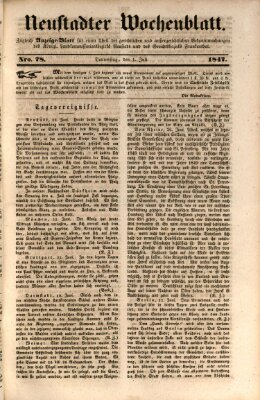 Neustadter Wochenblatt Donnerstag 1. Juli 1847