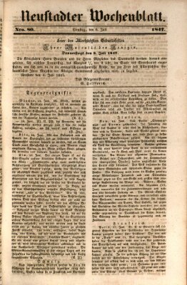 Neustadter Wochenblatt Dienstag 6. Juli 1847