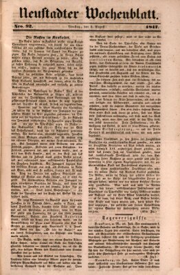 Neustadter Wochenblatt Dienstag 3. August 1847