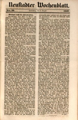 Neustadter Wochenblatt Donnerstag 5. August 1847