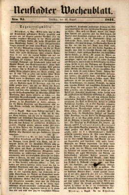 Neustadter Wochenblatt Dienstag 10. August 1847