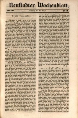 Neustadter Wochenblatt Samstag 14. August 1847