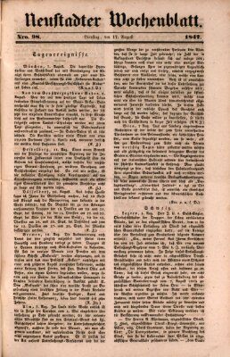 Neustadter Wochenblatt Dienstag 17. August 1847