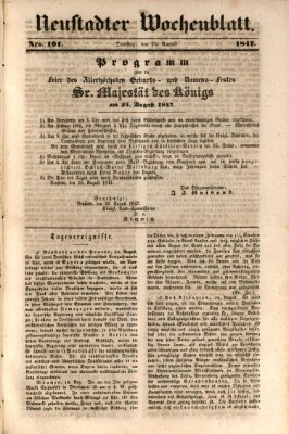 Neustadter Wochenblatt Dienstag 24. August 1847