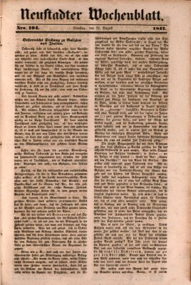 Neustadter Wochenblatt Dienstag 31. August 1847