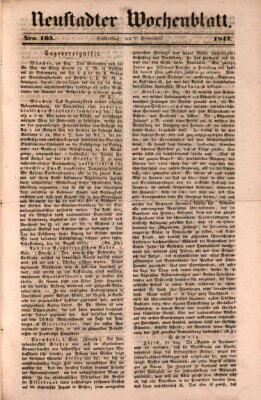 Neustadter Wochenblatt Donnerstag 2. September 1847