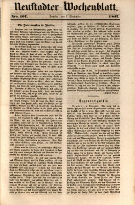 Neustadter Wochenblatt Dienstag 7. September 1847