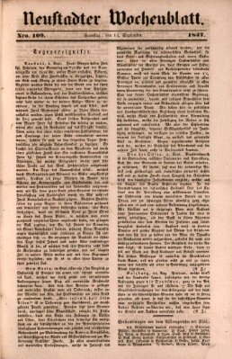 Neustadter Wochenblatt Samstag 11. September 1847