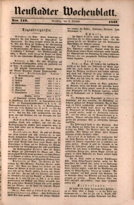 Neustadter Wochenblatt Dienstag 5. Oktober 1847