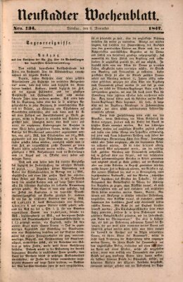 Neustadter Wochenblatt Dienstag 9. November 1847