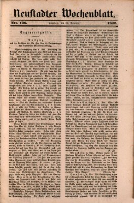 Neustadter Wochenblatt Samstag 13. November 1847