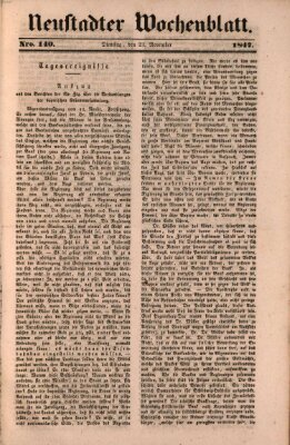 Neustadter Wochenblatt Dienstag 23. November 1847