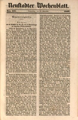 Neustadter Wochenblatt Donnerstag 25. November 1847