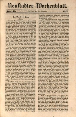 Neustadter Wochenblatt Dienstag 30. November 1847