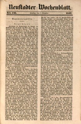 Neustadter Wochenblatt Dienstag 7. Dezember 1847