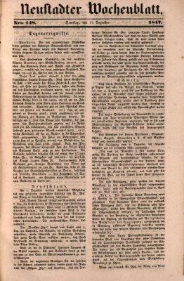 Neustadter Wochenblatt Samstag 11. Dezember 1847