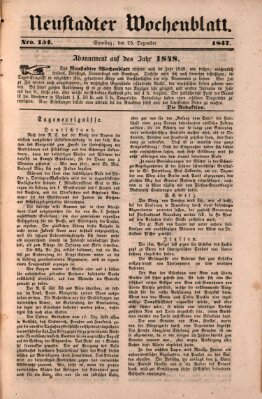 Neustadter Wochenblatt Samstag 25. Dezember 1847