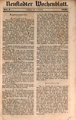 Neustadter Wochenblatt Dienstag 4. Januar 1848