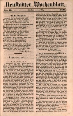 Neustadter Wochenblatt Dienstag 14. März 1848