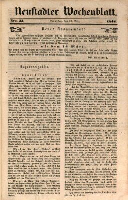 Neustadter Wochenblatt Donnerstag 16. März 1848