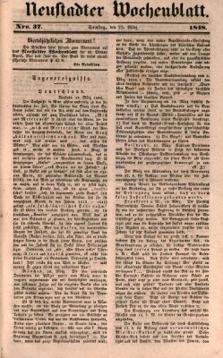 Neustadter Wochenblatt Samstag 25. März 1848