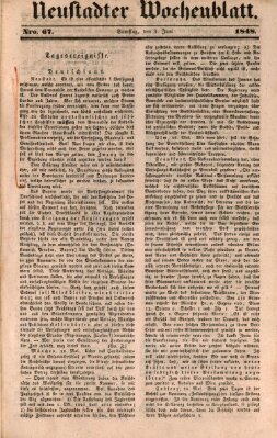 Neustadter Wochenblatt Samstag 3. Juni 1848