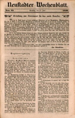 Neustadter Wochenblatt Samstag 17. Juni 1848