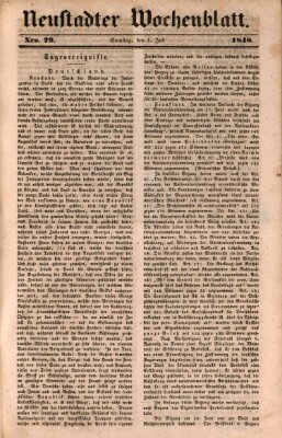 Neustadter Wochenblatt Samstag 1. Juli 1848