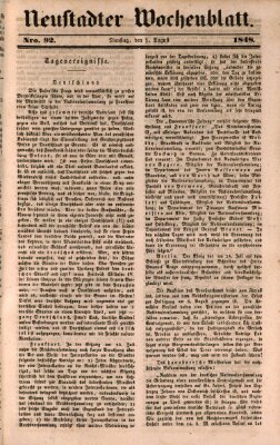 Neustadter Wochenblatt Dienstag 1. August 1848