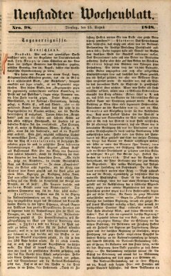 Neustadter Wochenblatt Dienstag 15. August 1848